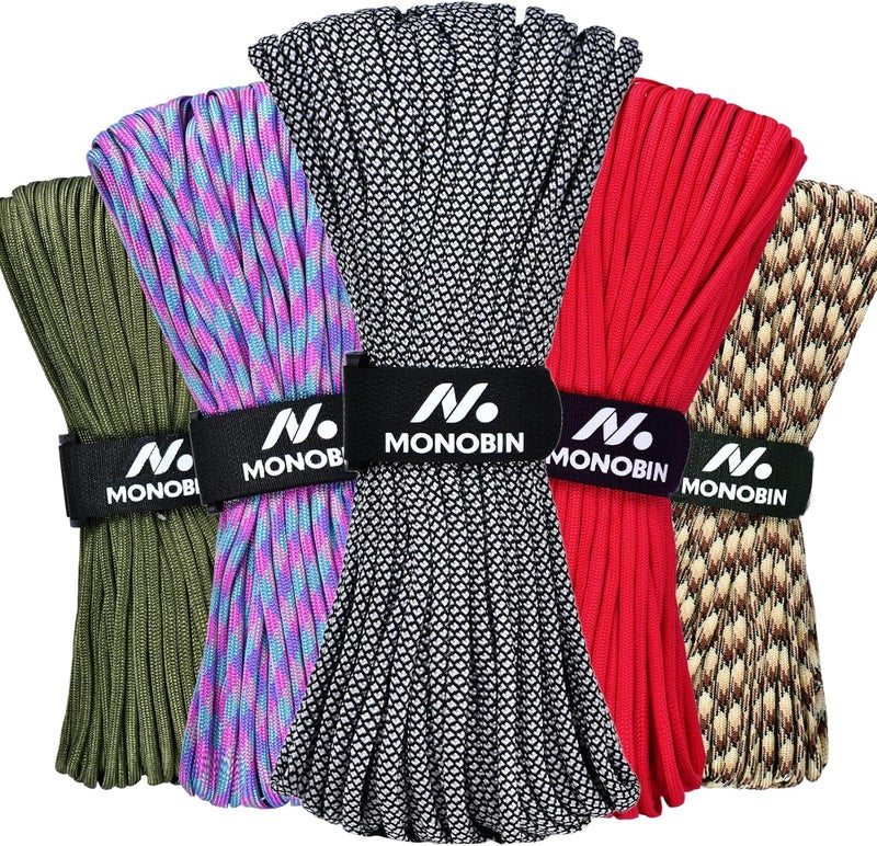 MONOBIN Paracord Rope 100FT for Making Paracord Projects, 4mm 7 Strand Parachute Cord for Lanyard, Survival Bracelets, Clothsline,Hiking - Image 1